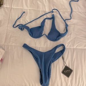 Blue asymmetrical bikini